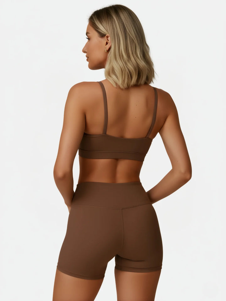 Conjunto Short + Top Alça | Marrom